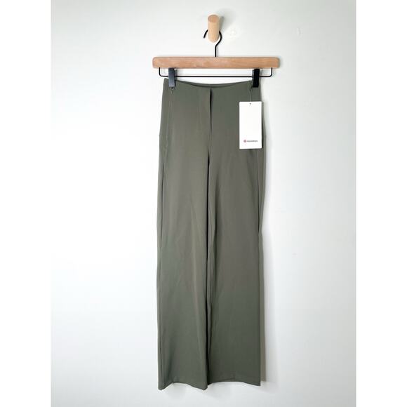 NWT Lululemon Olive Green Smooth Fit High Rise Cropped Pants Size 0 Athleisure - Picture 4 of 13
